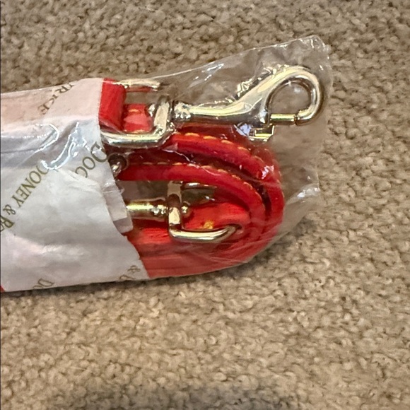 Dooney & Bourke Red Cross Body Purse Strap with Silver Clips - Picture 4 of 9